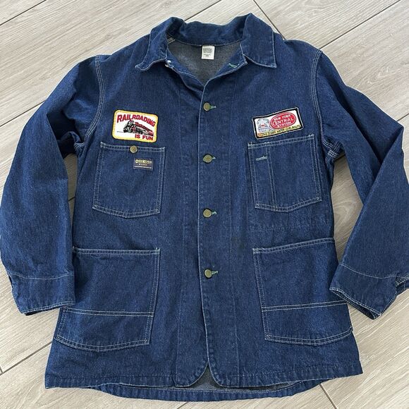 Vtg OshKosh B'Gosh Denim Chore Jacket 42R USA Union Made Sanforized Train Work - Picture 2 of 11